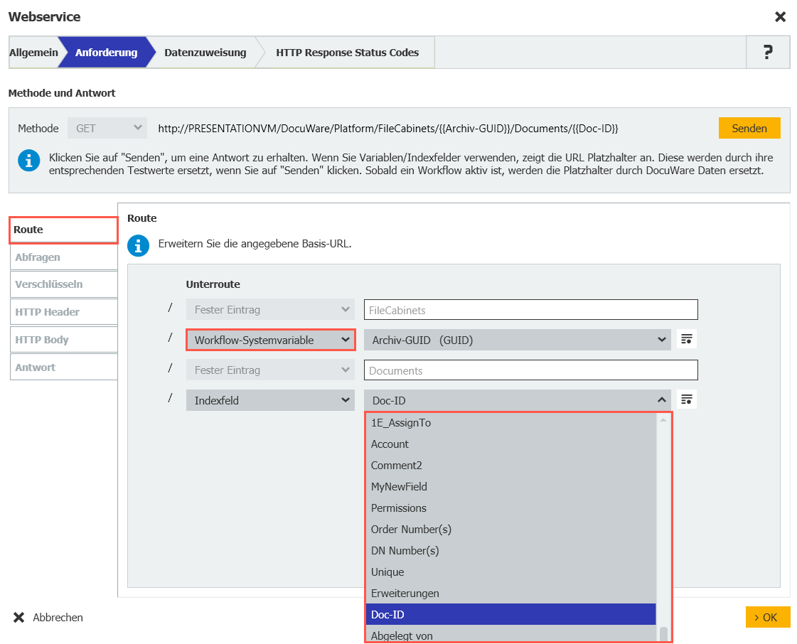 Direkte GUID Übergabe